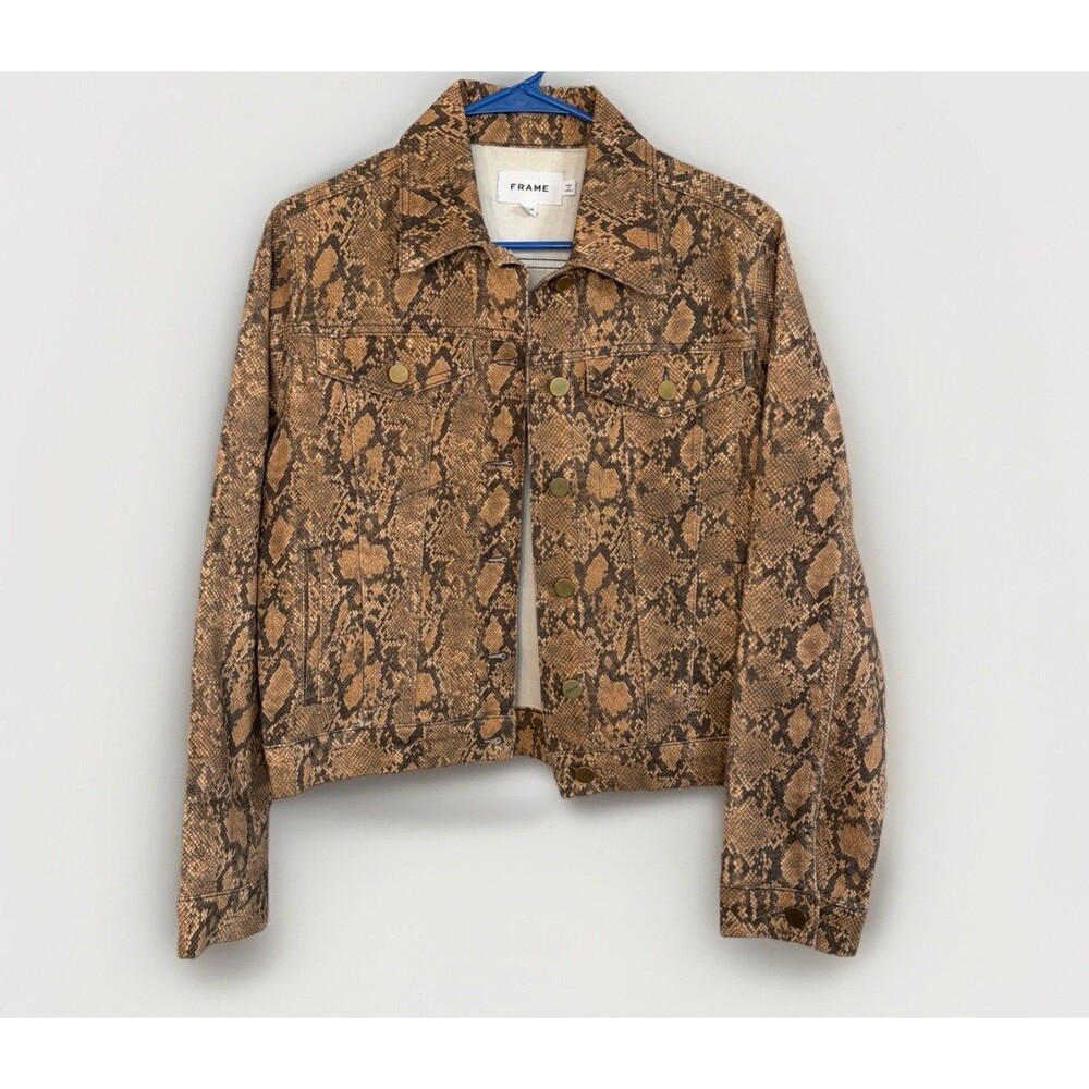 Frame FRAME Women’s Coated Python Button Jacket S… - image 1